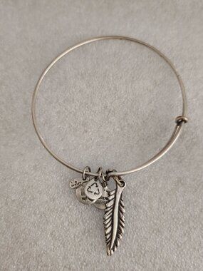 Alex and Ani Alex and Ani Feather Silver Charm Bracelet Bangle 167